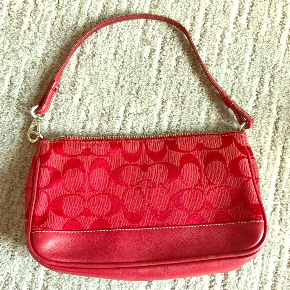 Coach Signature Print Red Small Purse